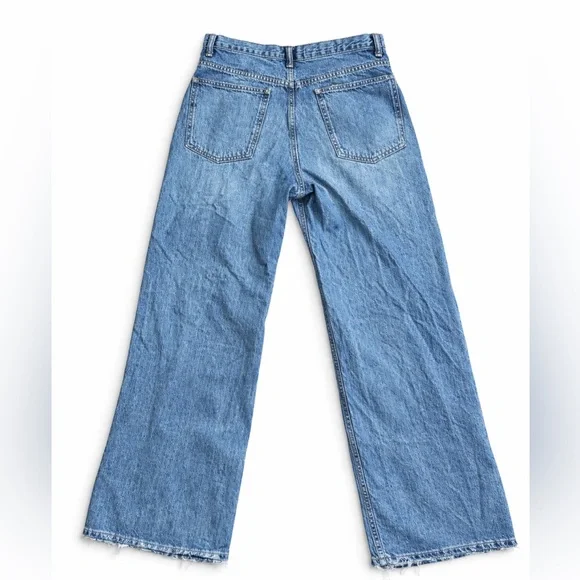 Zara Relaxed Wide Leg Raw Hem Jeans – Women’s Size 10 (EUR 42 / MEX 32 - Picture 2 of 4